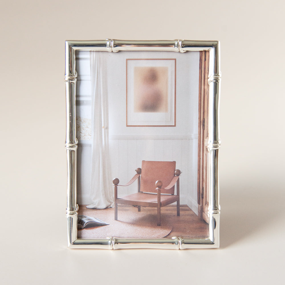Silver bamboo style photo frame.