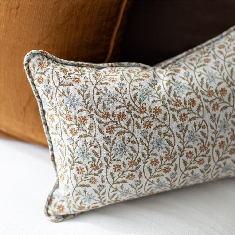 Tapestry Amber Block Print Cushion 30x45cm – Pepperwhites by Tara Dennis