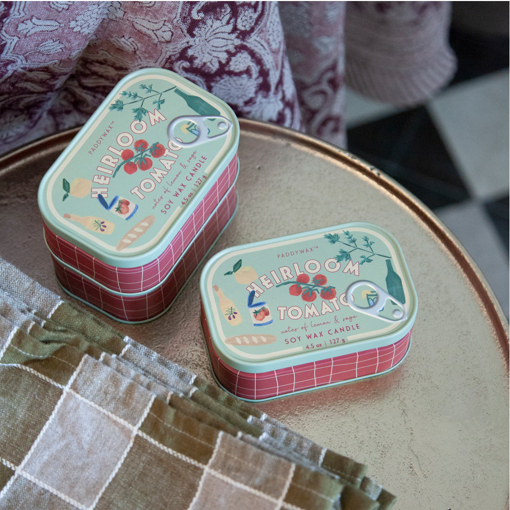 Scented Soy Candle in a Decorative Tin - Heirloom Tomato