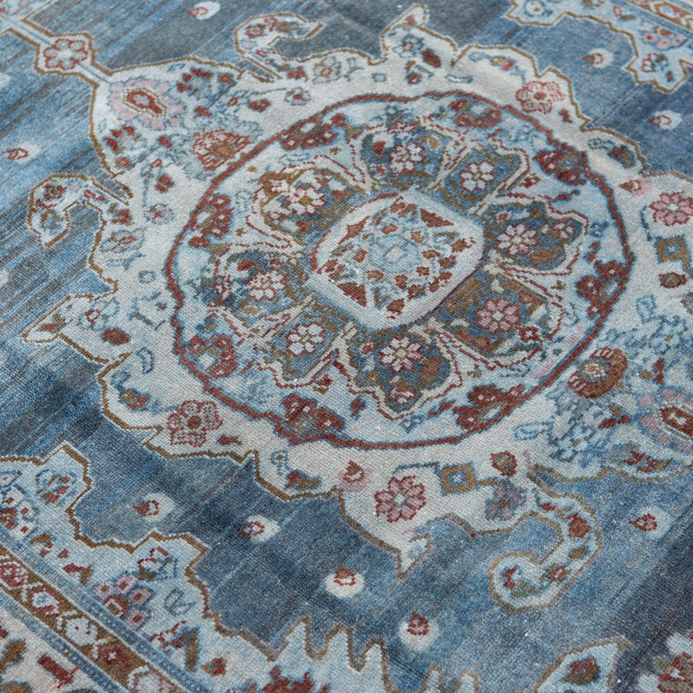 Blue vintage floor rug.