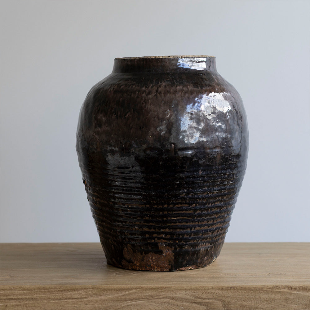 Vintage Glazed Ceramic Pot Tall
