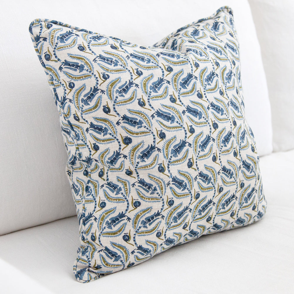 Broccato Moss Azure Cushion 50x50cm