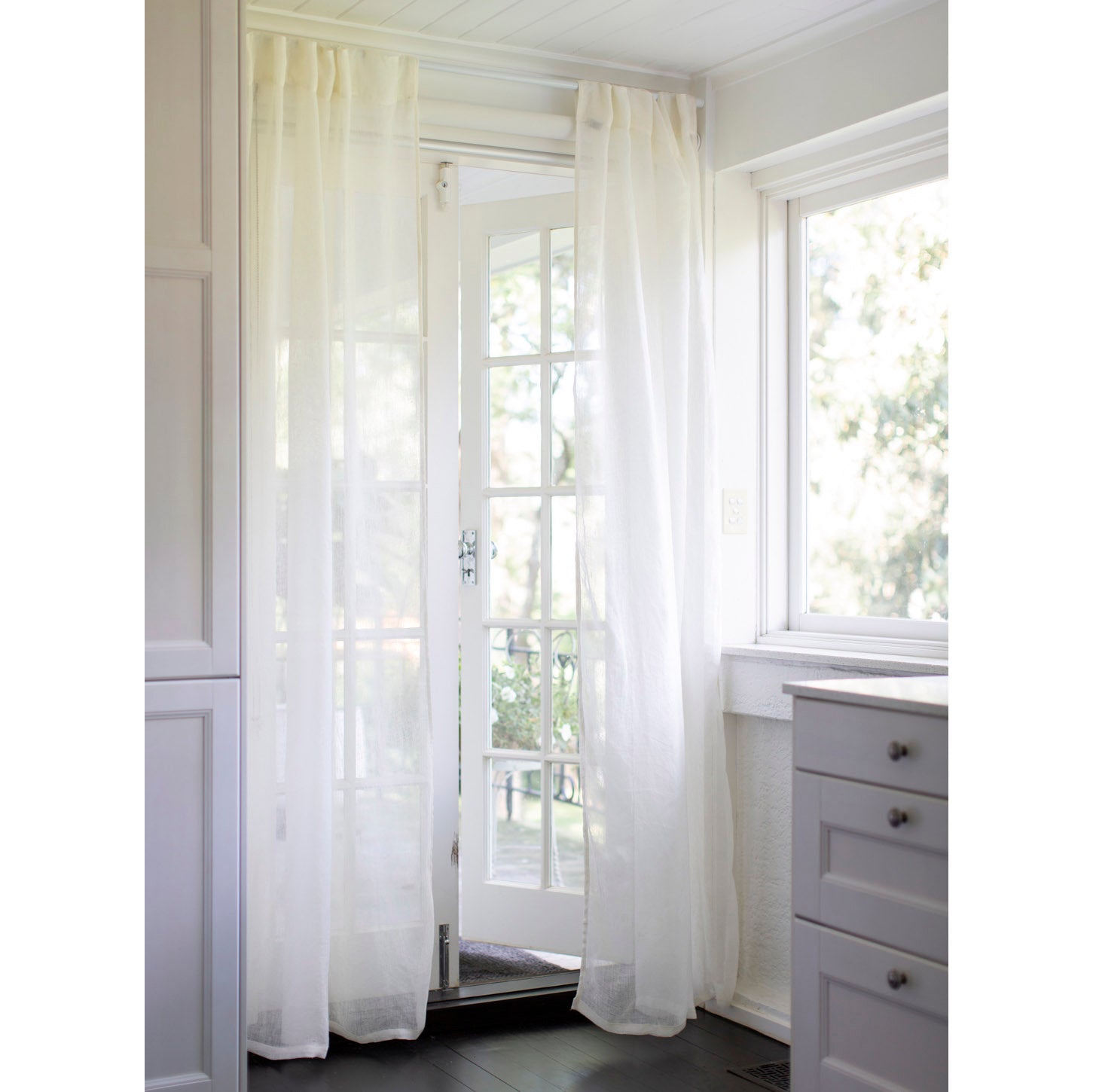 White Pure Linen Curtain