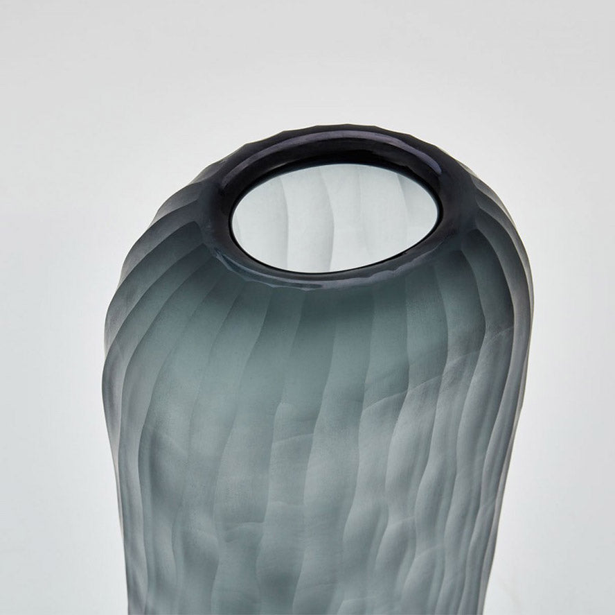 Baguette tall glass vase in smoke colour.