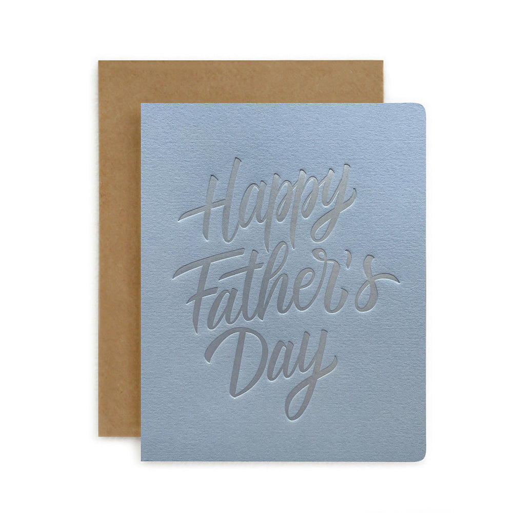 Blue Happy Fathers Day Letterpress card.