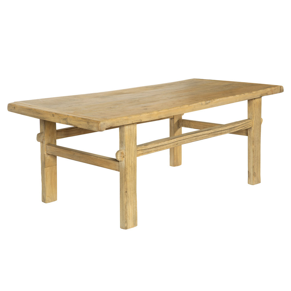 Rustic elm wood rectangular coffee table.