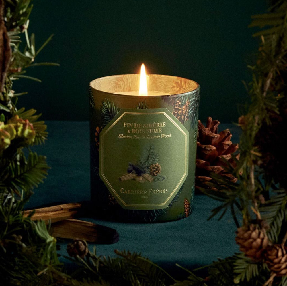 Pine and smoked wood Christmas candle from Carriere Freres. 