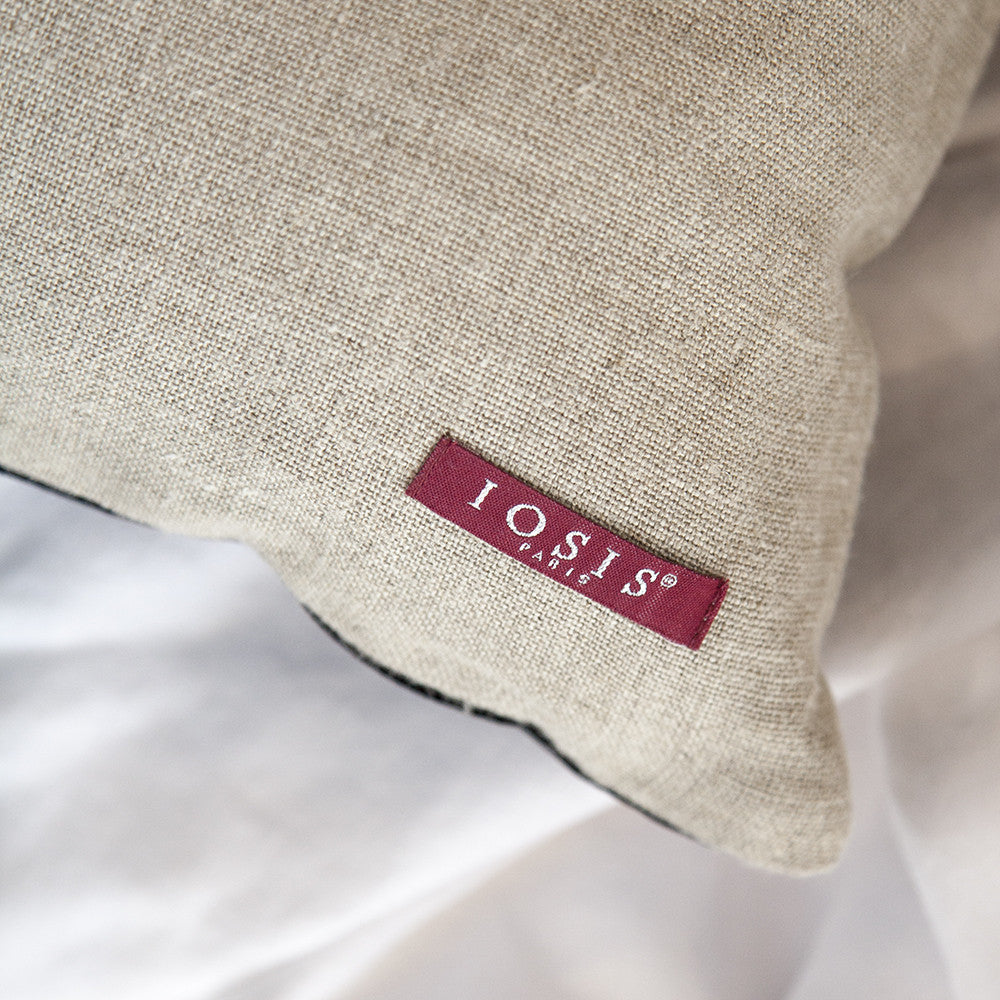 Iosis Paris label on back of velvet cushion.