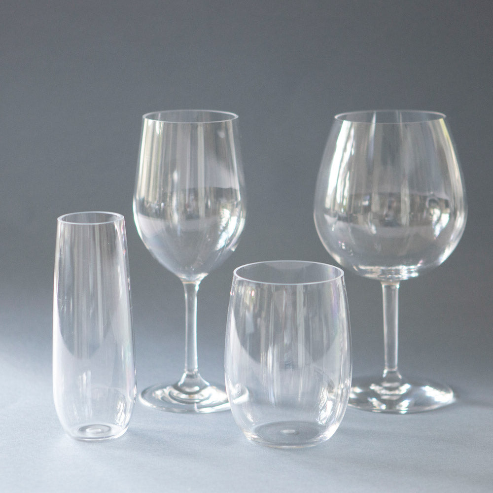 Reusable plastic wine glasses.