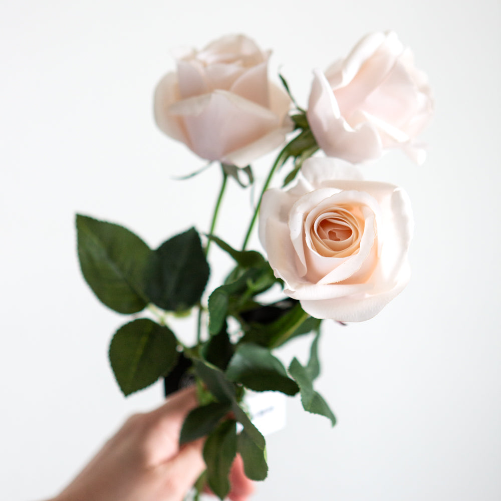 Artificial long stem soft pink rose