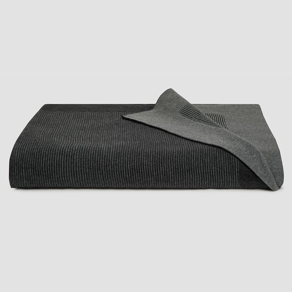 Grey Ribbed Throw Cotton Reversible Rib Throw - Bemboka | Pepperwhites by Tara Dennis