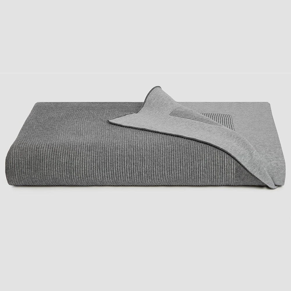 Grey Ribbed Throw Cotton Reversible Rib Throw - Bemboka | Pepperwhites by Tara Dennis
