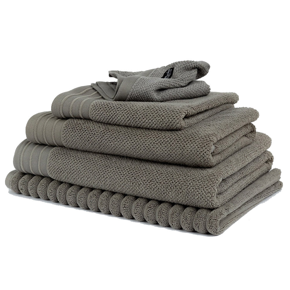 Bemboka bath towels in grey. Available in washer, hand towel, bath towel, bath sheet and bath mat.