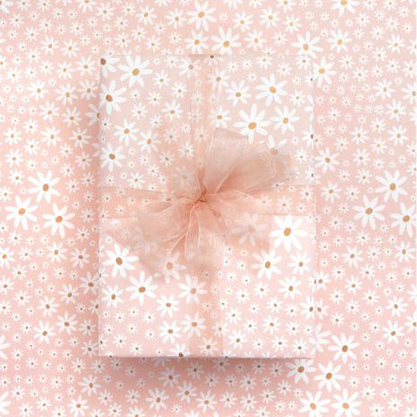 Pink Daisy Wrapping Paper Roll