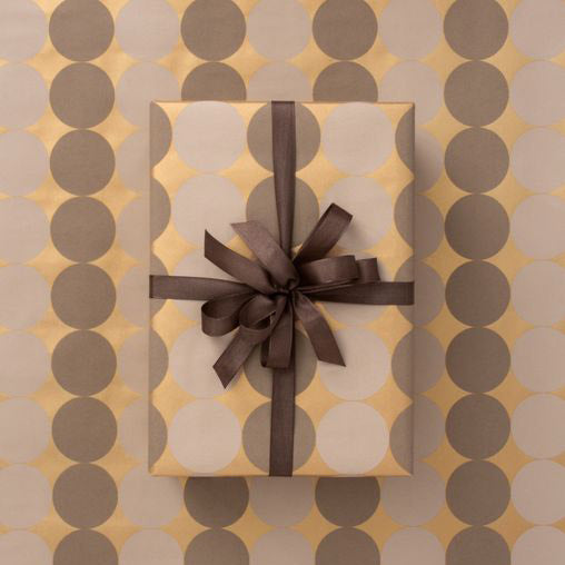 Gold and brown christmas wrapping paper.