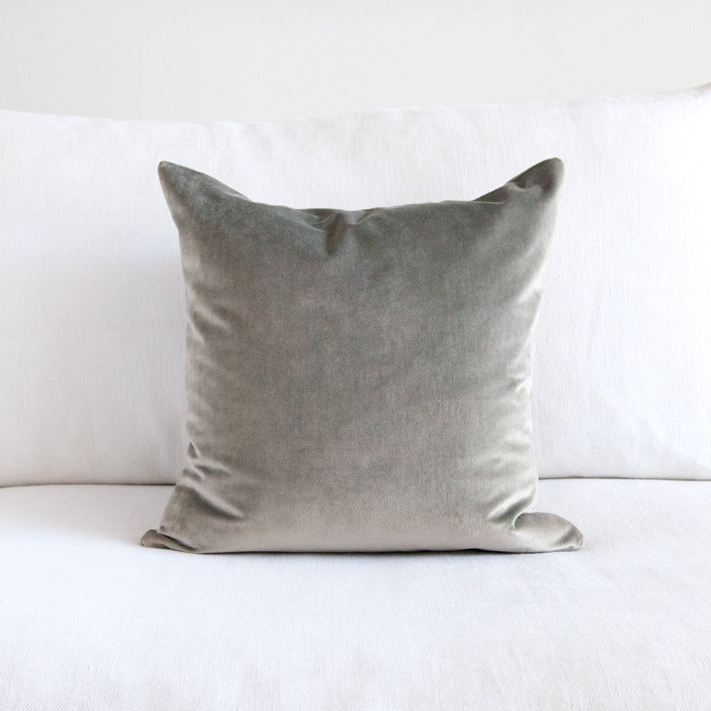 Grey velvet square cushion