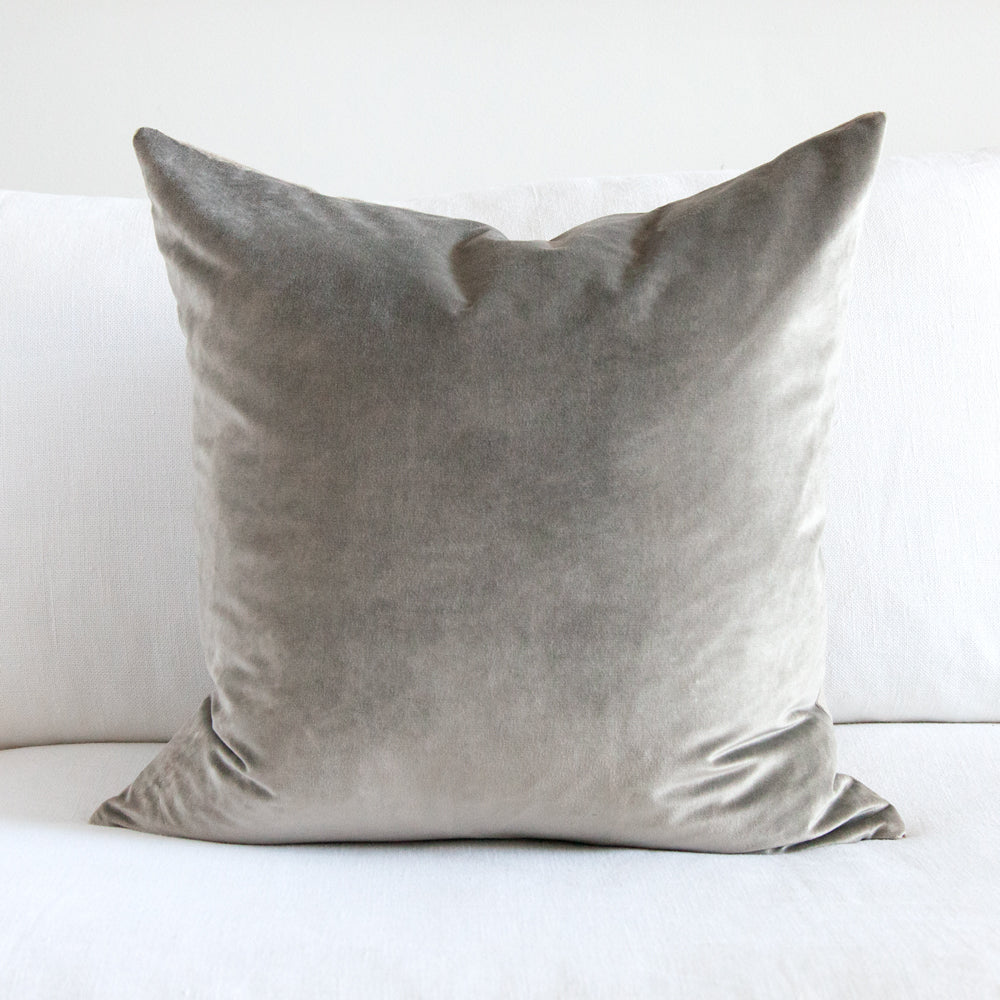 Large grey velvet cushion
