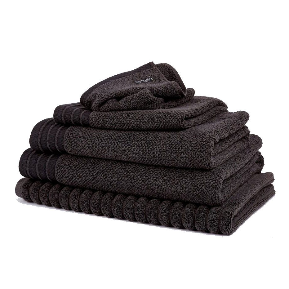 Bemboka charcoal bath towels is a range of different sizes.