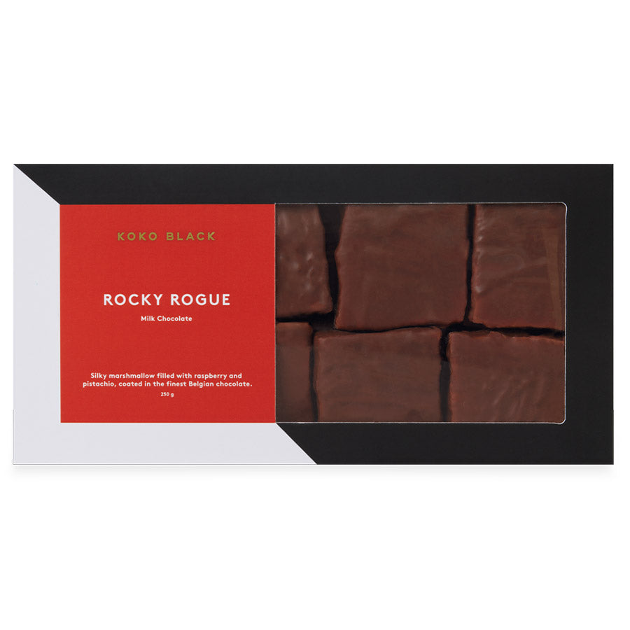 Koko Black Rocky Rogue Milk Chocolate in packaging.
