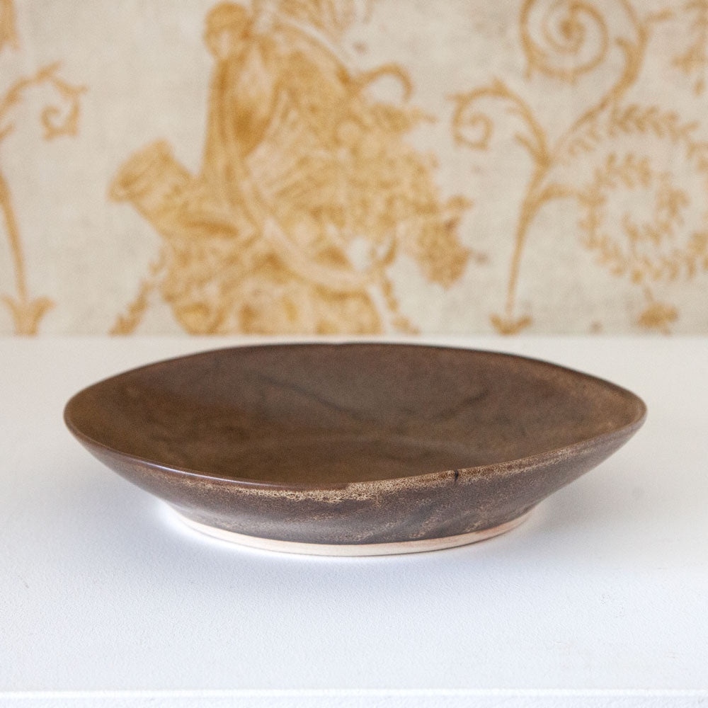 Mervyn Gers brown ceramic pasta bowl.