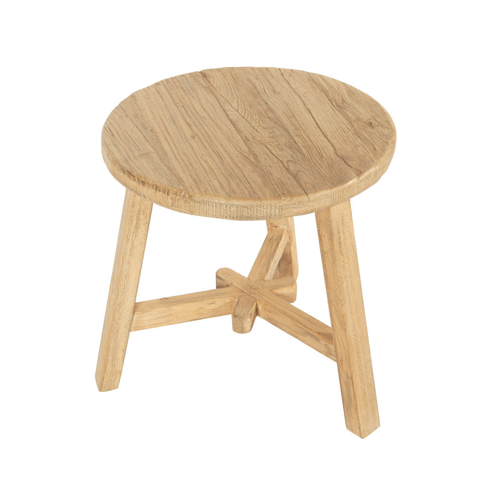 Milton Round Side Table Made from reclaimed elm wood Pepperwhites