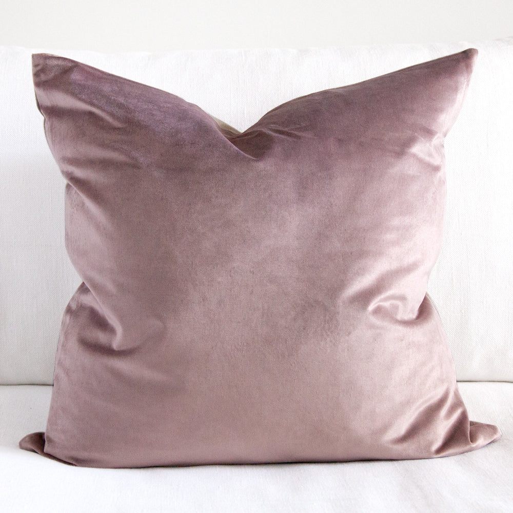 Soft pink mouve velvet cushion