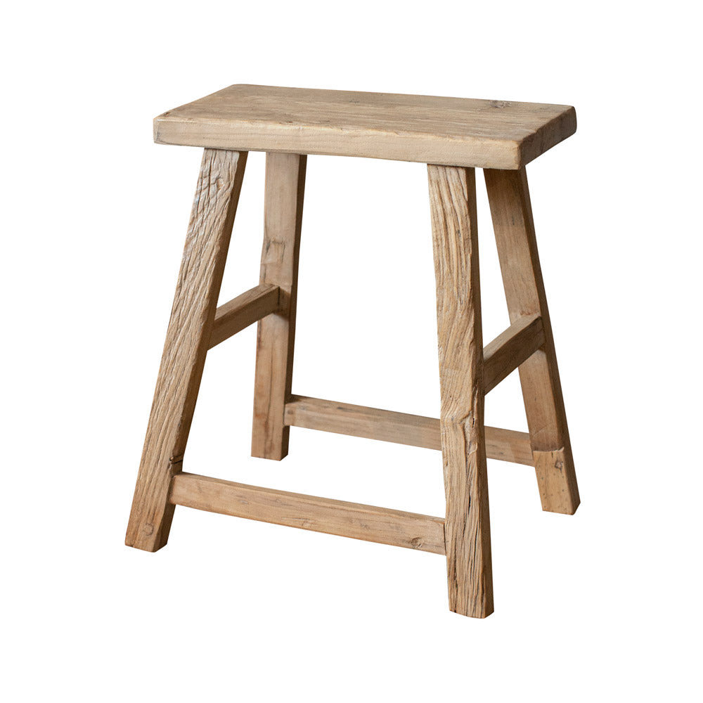 Rectangular rustic wooden stool.