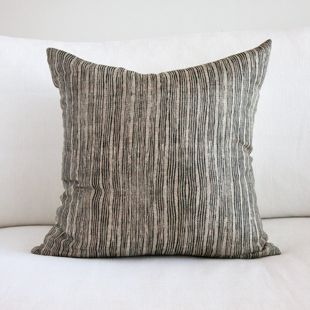 Black Stripe Linen Cushion