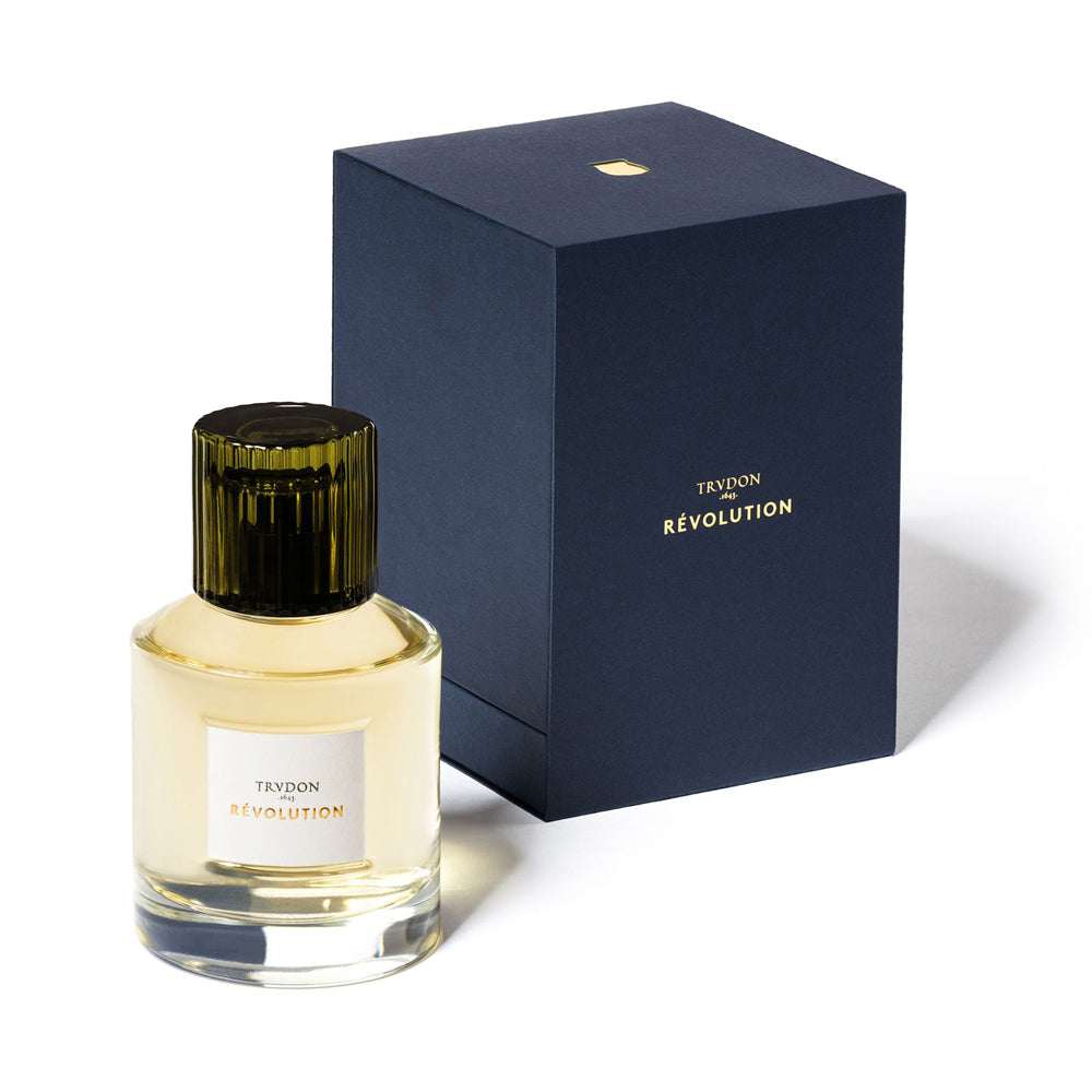 Trudon Revolution perfume in 100mL bottle with blue box packaging.